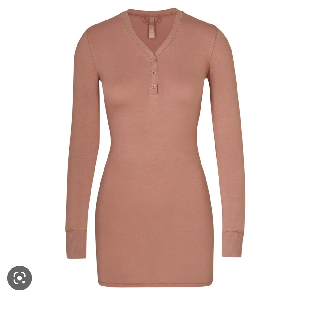 SKIMS Henley Sleep Dress, Sienna Color